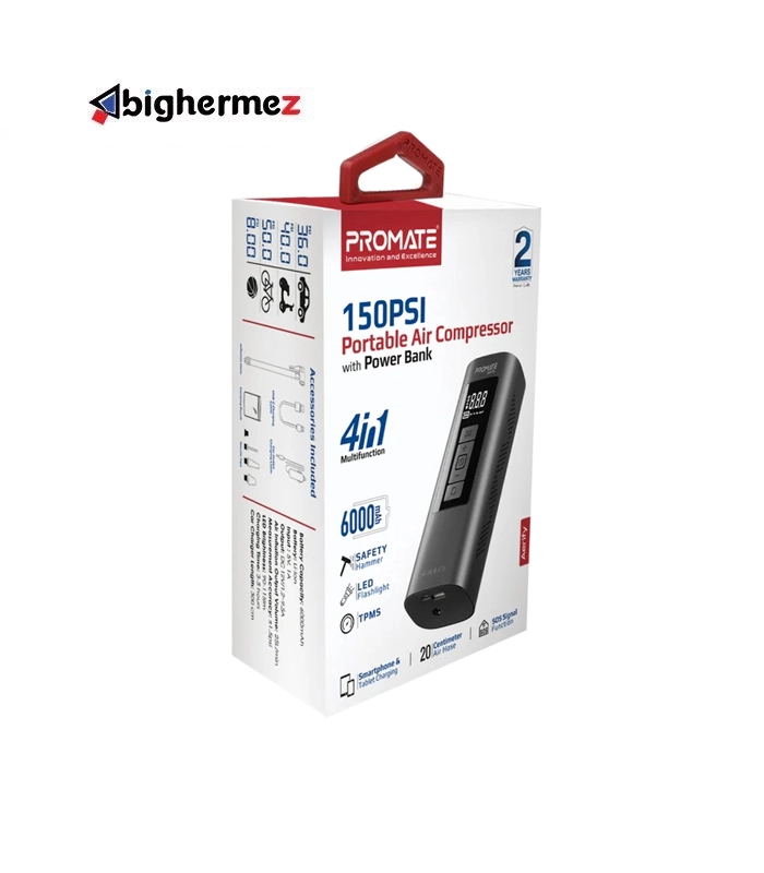 پاوربانک و کمپرسورهوا پرومیت Aerify مدل 150PSI ظرفیت 6000mAh