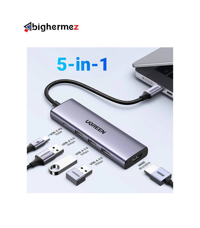 هاب TYPE-C یوگرین 5 پورت مدل CM511-15596