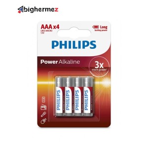 باتری نیم قلم 4 عددی پاور آلکالاین فیلیپس مدل LR03P4B/97