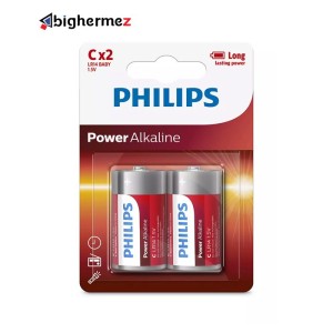 باتری متوسط 2 عددی سایز C  فیلیپس پاور آلکالاین مدل LR14P2B/97