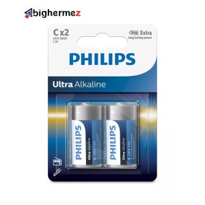 باتری متوسط 2 عددی سایز C  فیلیپس اولترا آلکالاین مدل LR14E2B/97