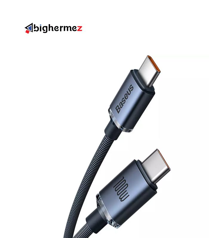 کابل شارژ دوسر TYPE-C باسئوس مدل BS-CAJY000601 100W به طول 1.2 متر