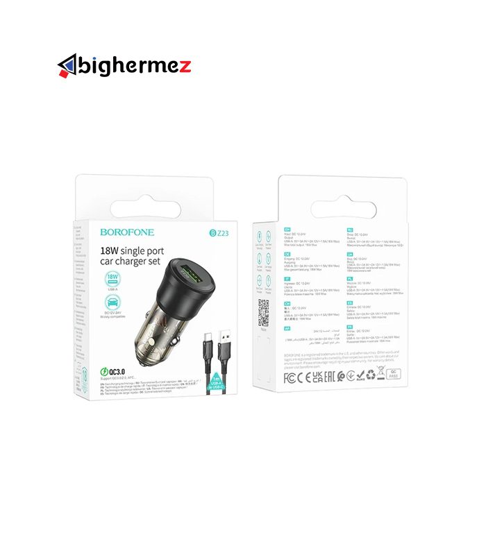 شارژر فندکی 18W به همراه کابل TYPE-C برفون مدل BZ23
