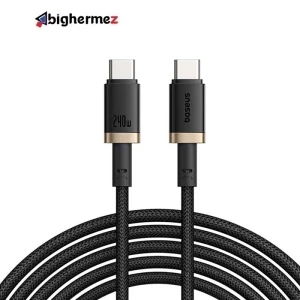 کابل شارژ سریع USB-C به USB-C بیسوس مدل Dura 240W طول 1m - مشکی/طلایی