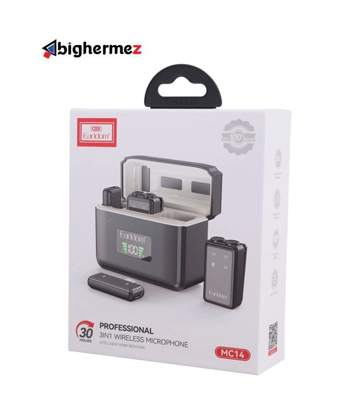 ست میکروفن بی سیم ارلدام مدل 3IN1 MC14 با درگاه اتصال پورت لایتینگ و USB Type C