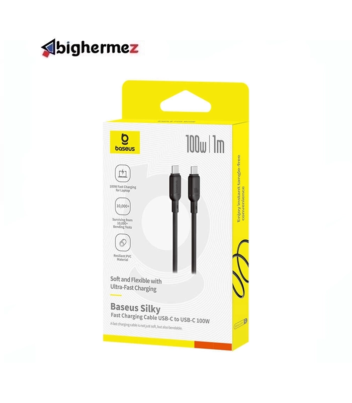 کابل شارژ سریع USB-C به USB-C بیسوس مدل Silky Series 100W طول 1m - مشکی