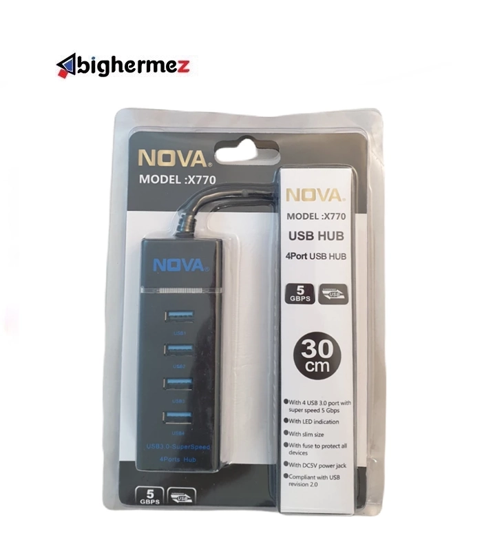 هاب چهار پورت USB3.0 نوا مدل X770