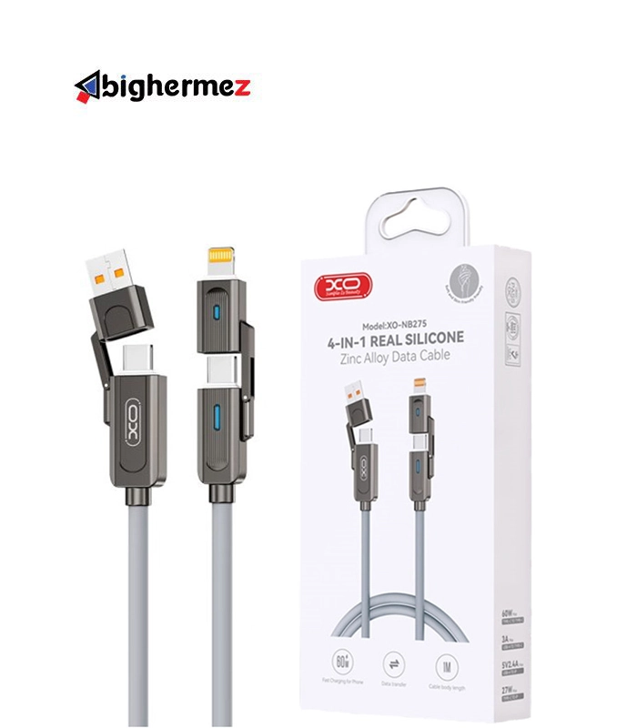 کابل شارژ چهار سر ایکس او مدل XO-NB275 طول 1 متر توان 60 وات