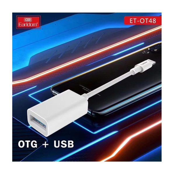 کابل تبدیل لایتنینگ به USB OTG ارلدام مدل ET-OT48 طول 10 سانتی متر