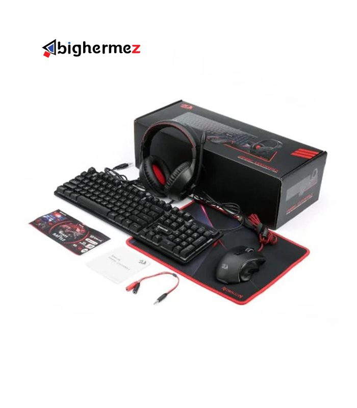 ست گیمینگ هدست و کیبورد و موس و موس پد ردراگون مدل Essentials S107P-BA
