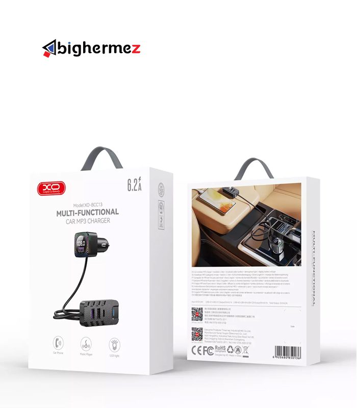 شارژر فندکی فست شارژ ماشین و گیرنده بلوتوثی خودرو ایکس او مدل BCC13