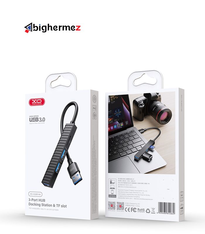 هاب USB3.0 دارای 4 پورت ایکس او مدل HUB014A